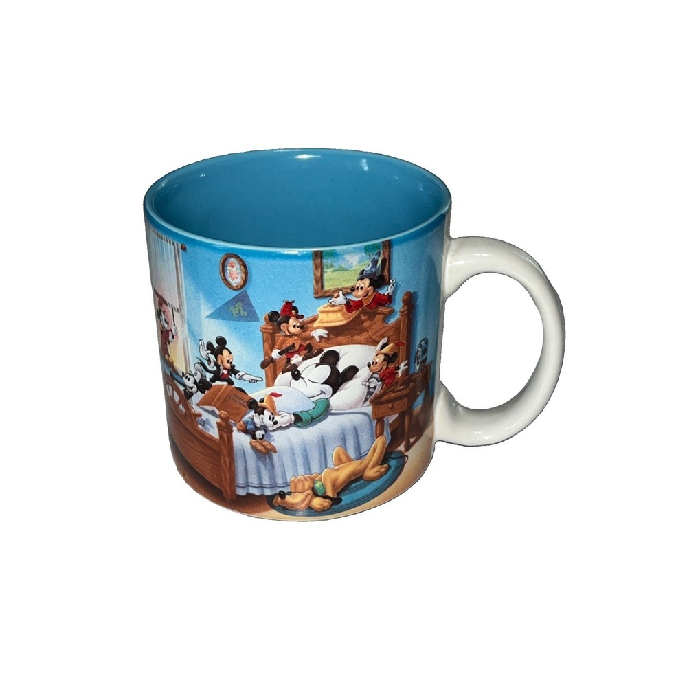 Vintage Mickey Mouse Mug Through The Years Coffee Tea Cup Blue Disney Collection